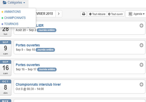 La vie du club et le calendrier